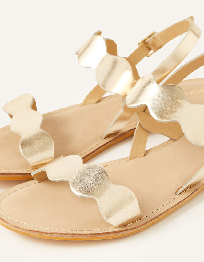 Marley Metallic Leather Sandals, Gold (GOLD), large