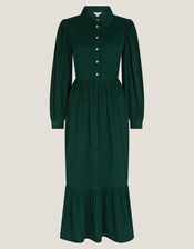 Adriana Corduroy Midi Shirt Dress, Green (GREEN), large