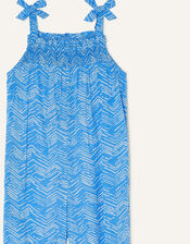 MINI ME Tie Shoulder Printed Jumpsuit, Blue (BLUE), large