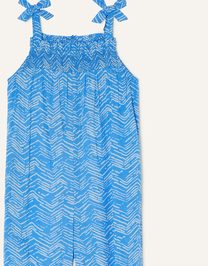 MINI ME Tie Shoulder Printed Jumpsuit, Blue (BLUE), large