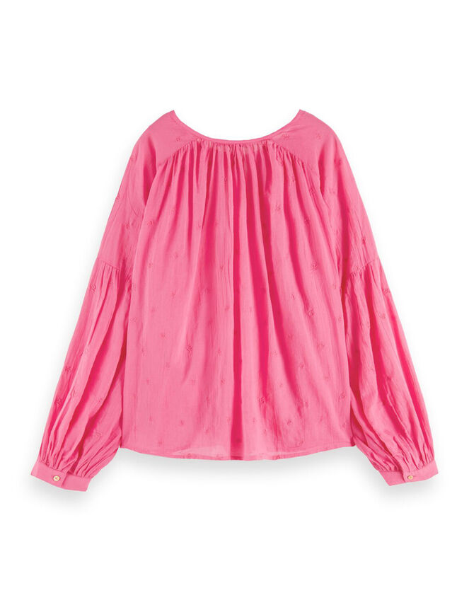 Scotch and Soda Button Neckline Easy Dobby Blouse, Pink (PINK), large