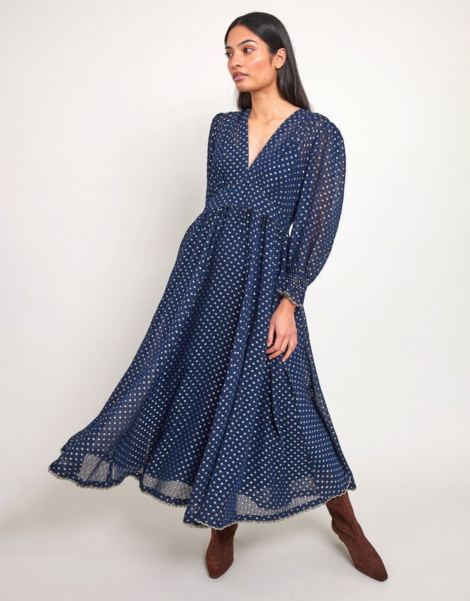 East Polka Dot Dress, Blue (NAVY), large