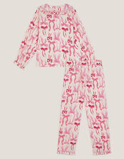 Bow Print Long Pyjamas Set, Cream (CREAM), large