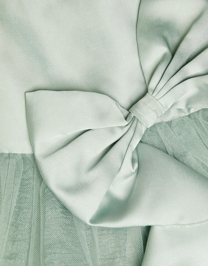 Baby Waterfall Bow Tulle Dress , Green (SAGE), large