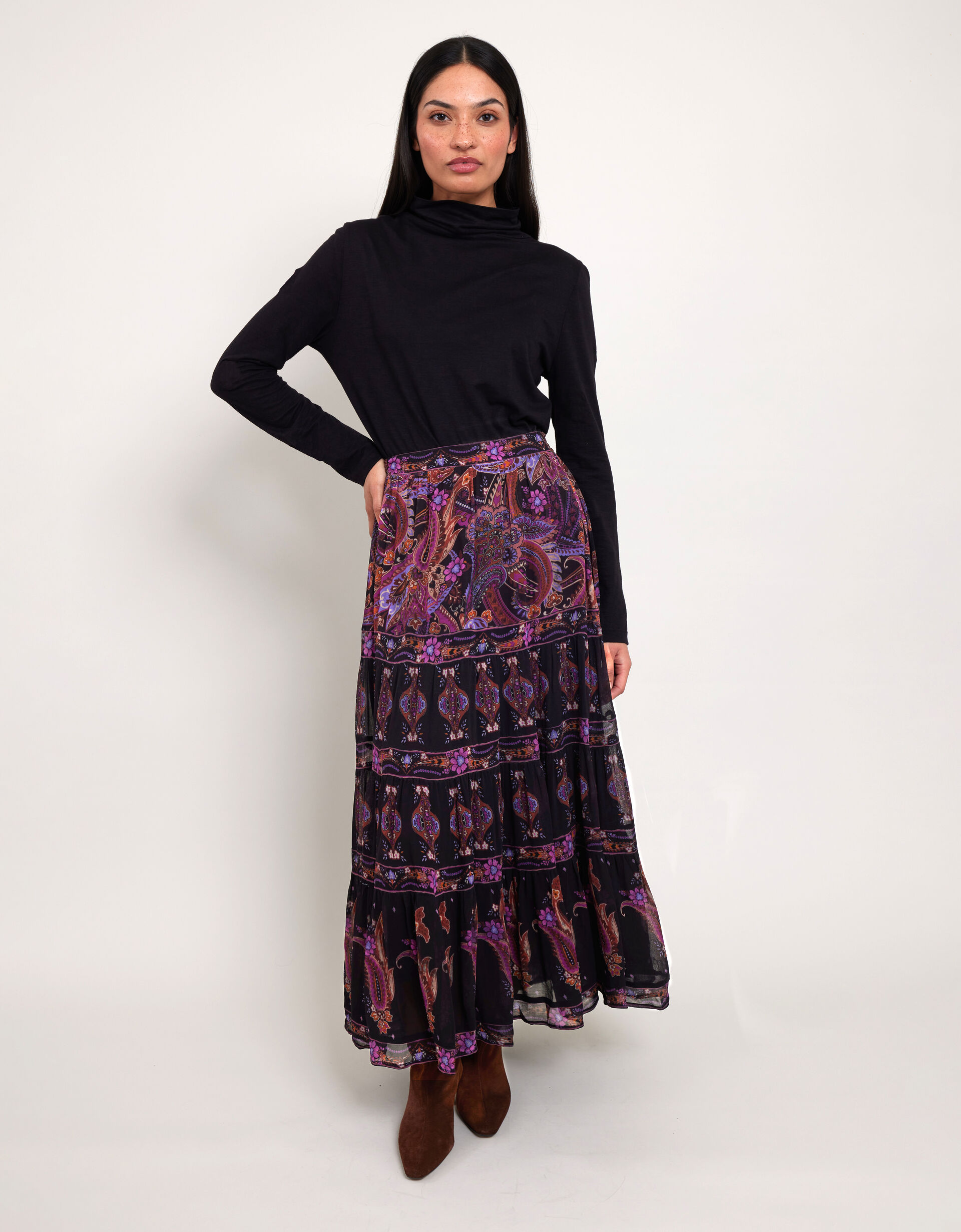 Paisley Bloom Embroidered Espe Skirt