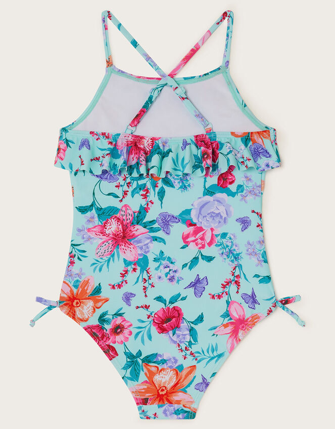Botanical Frill Swimsuit, Blue (TURQUOISE), large