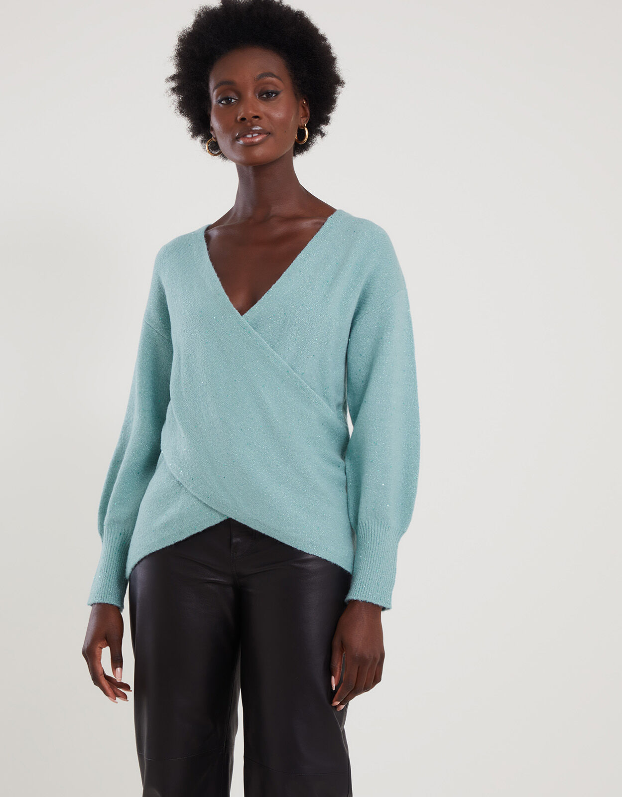Blue outlet wrap sweater