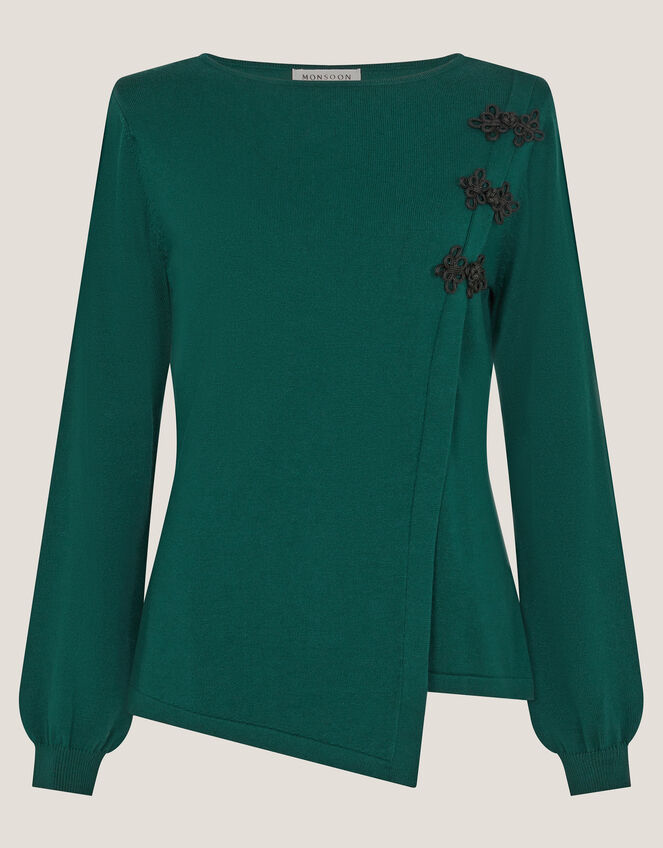Sofia Asymmetrical Button Jumper, Teal (TEAL), large