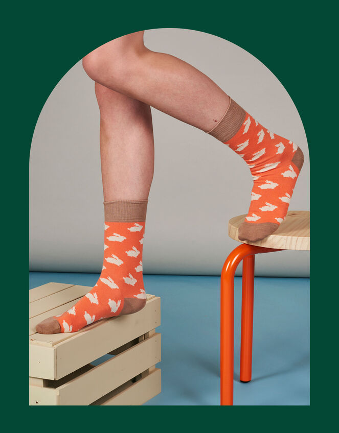 Catherine Tough Rabbit Print Socks, , large