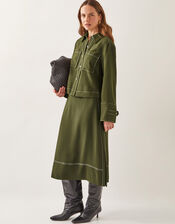 Katya Tie Waist Midi Skirt, Green (KHAKI), large