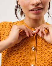 Sarna Textured Knit Cardigan, Yellow (OCHRE), large