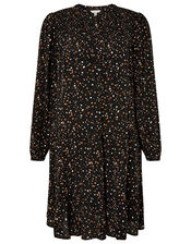 Spot Print Tiered Dress with LENZING™ ECOVERO™, Black (BLACK), large