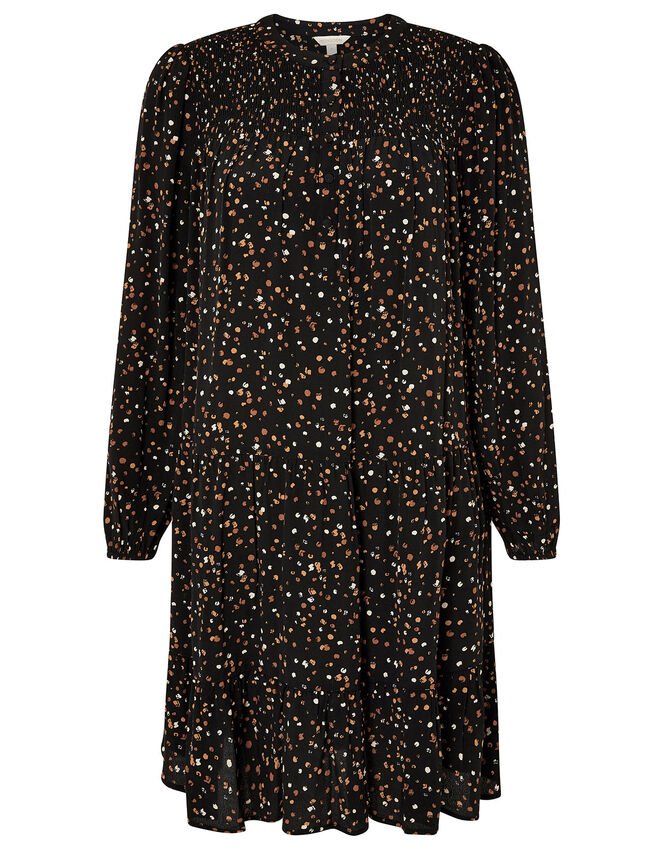 Spot Print Tiered Dress with LENZING™ ECOVERO™, Black (BLACK), large