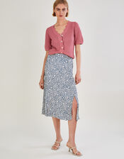 Half Sleeve Plain Cardigan in Sustainable Cotton, Pink (PINK), large