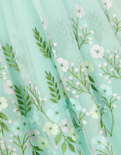Hollyhocks Embroidered Dress in Recycled Polyester, Green (MINT), large