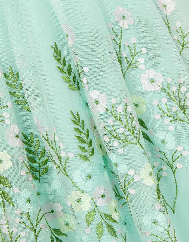 Hollyhocks Embroidered Dress in Recycled Polyester, Green (MINT), large