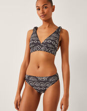 Macie Shell Print Bikini Top, Black (BLACK), large