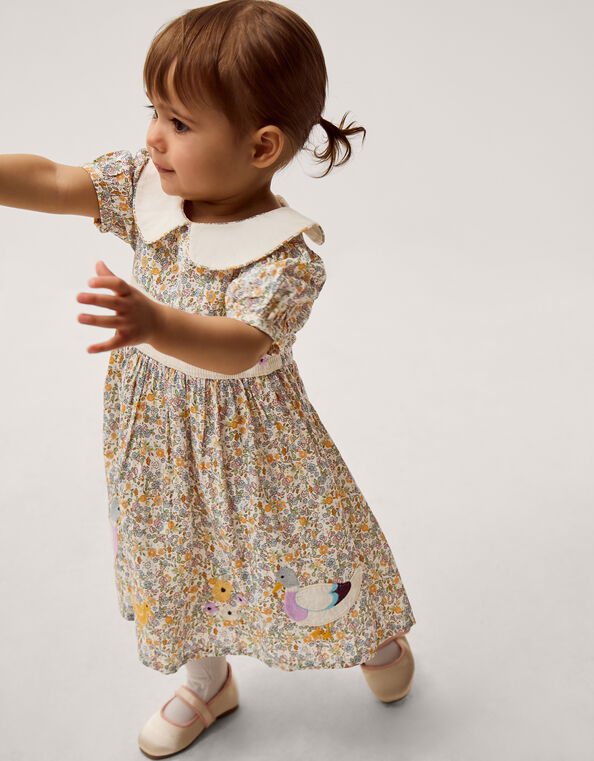 Baby Darcie Duck Smocked Dress & Knickers Set, Yellow (YELLOW), large