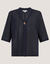 Bath Short Sleeve Cardigan, Blue (NAVY), large