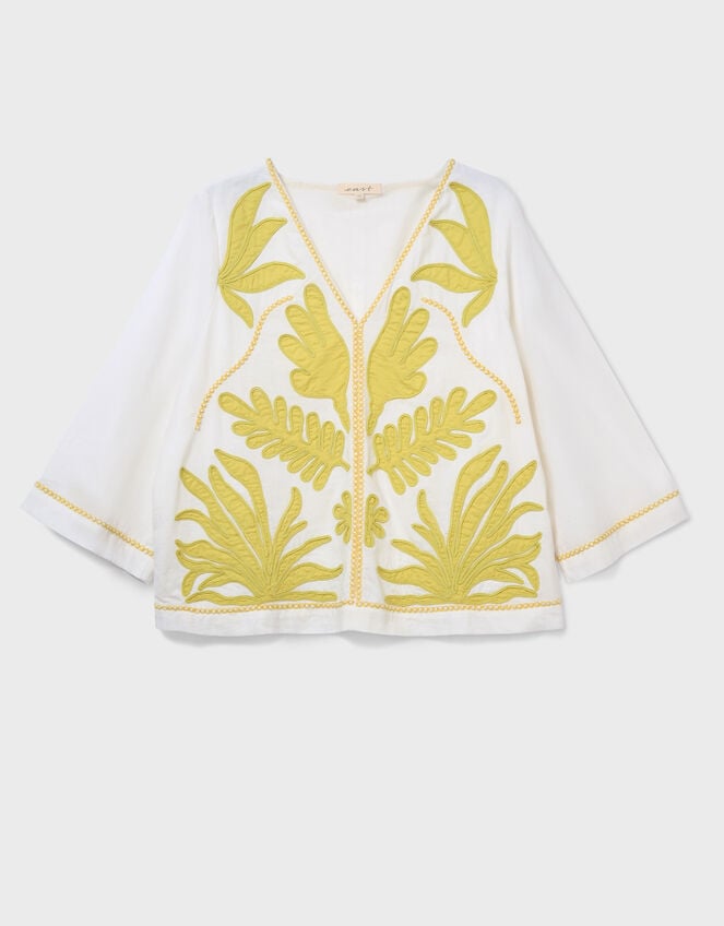 East Mella Hand-Appliqu&eacute; Cotton Top, White (WHITE), large