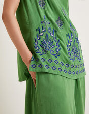 Saffron Embroidered Tank Top, Green (GREEN), large