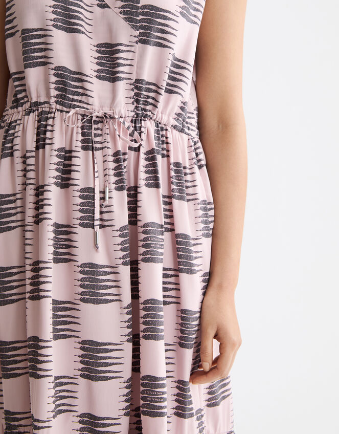 Scotch & Soda Sleeveless Feather Print Midi Dress, Pink (PINK), large