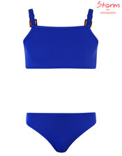 Rhia Square Detail Textured Bikini Set, Blue (BLUE), large