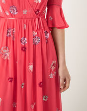 Aimee Embellished Wrap Dress, Orange (PEACH), large