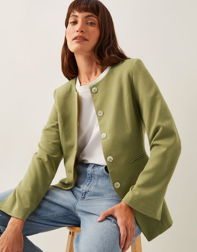 Adeline Shoulder Pad Suit Jacket, Green (GREEN), large