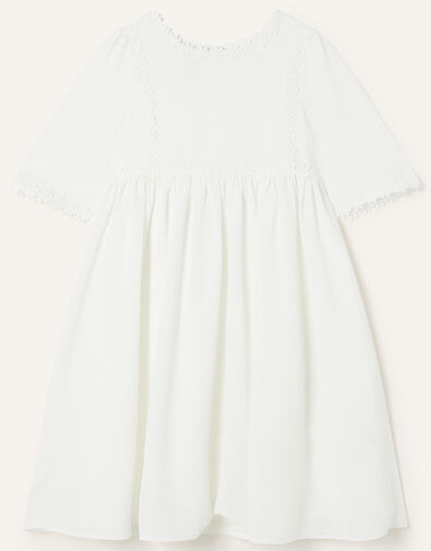 Lace Trim Crepe Tunic Dress Ivory, Ivory (IVORY), large