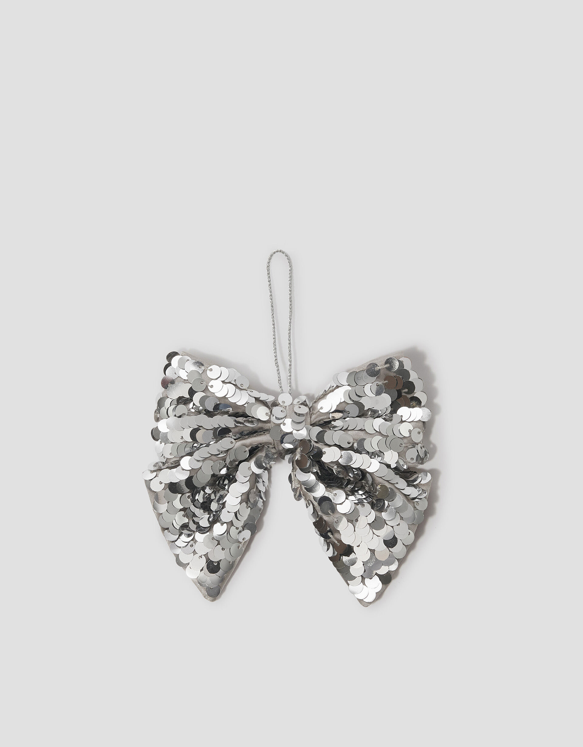 Sequin Bow Christmas Tree Decoration Silver Decorations Monsoon UK.