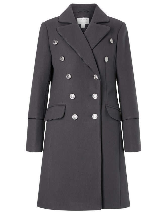 Marie Military Coat, Grey (CHARCOAL), large