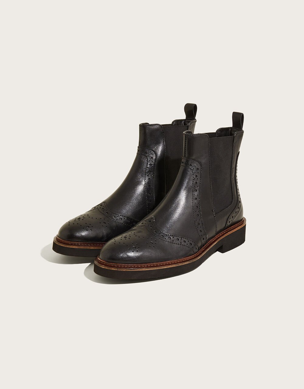 Sloane Brogue Leather Boots Black | Women's Shoes | Monsoon UK.