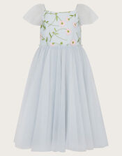 Matteo Embroidered Floral Dress, Blue (BLUE), large