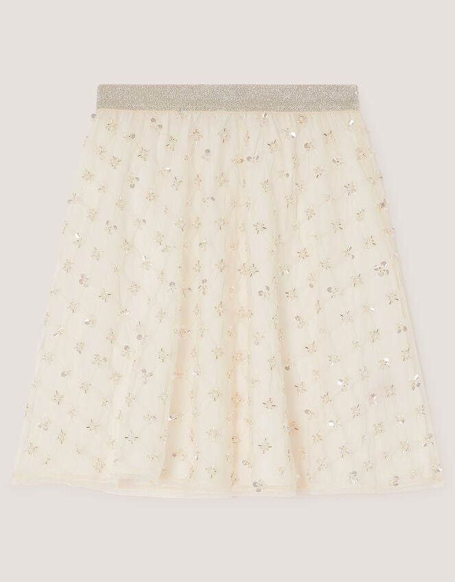Gracie Pearl Embellished Skirt, White (WARM IVORY), large
