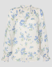 Sarah Sheer Floral Blouse, Ivory (IVORY), large