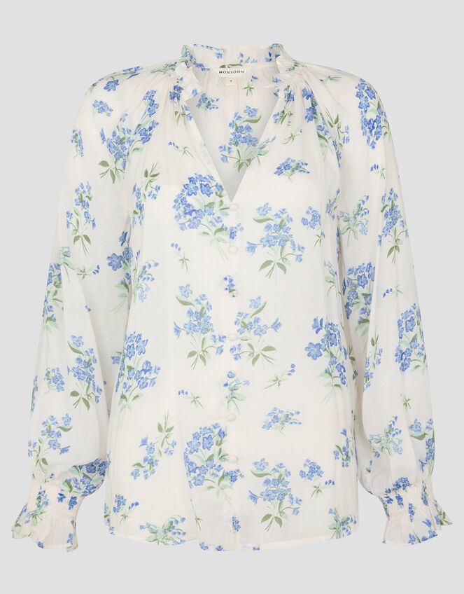Sarah Sheer Floral Blouse, Ivory (IVORY), large