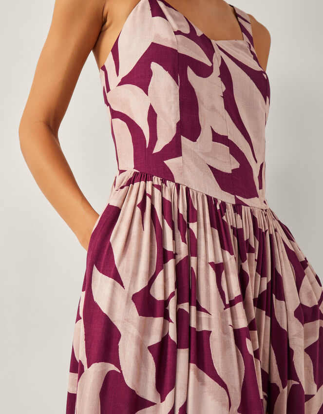 Annie Print Midi Dress, Red (BURGUNDY), large