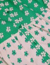 Floral Colourblock Swing Dress, Green (GREEN), large