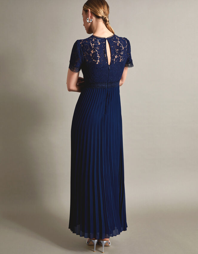 Pippa Pleated Maxi Dress, Blue (NAVY), large