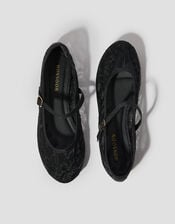 Vela Embroidered Mesh Ballet Flats, Black (BLACK), large