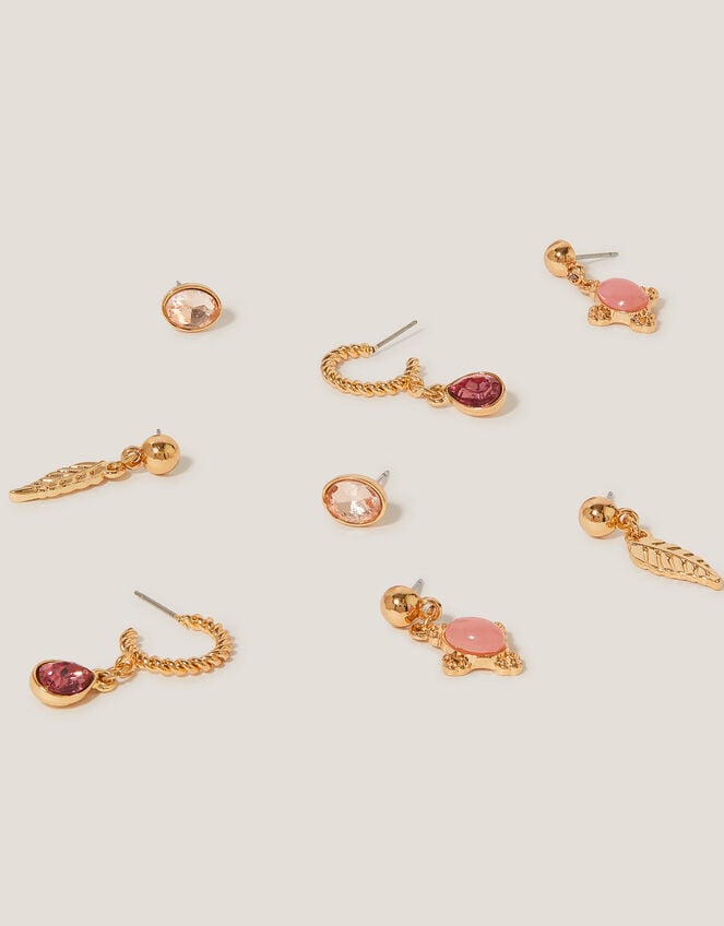 4-Pack Gem Stud Drop & Hoop Earrings, , large