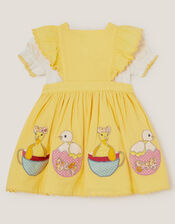 Baby Duck Pinafore Dress, Yellow (YELLOW), large
