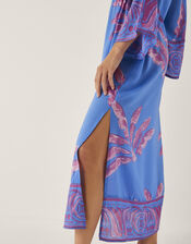 Pamela Palm Print Kaftan Dress, Blue (BLUE), large