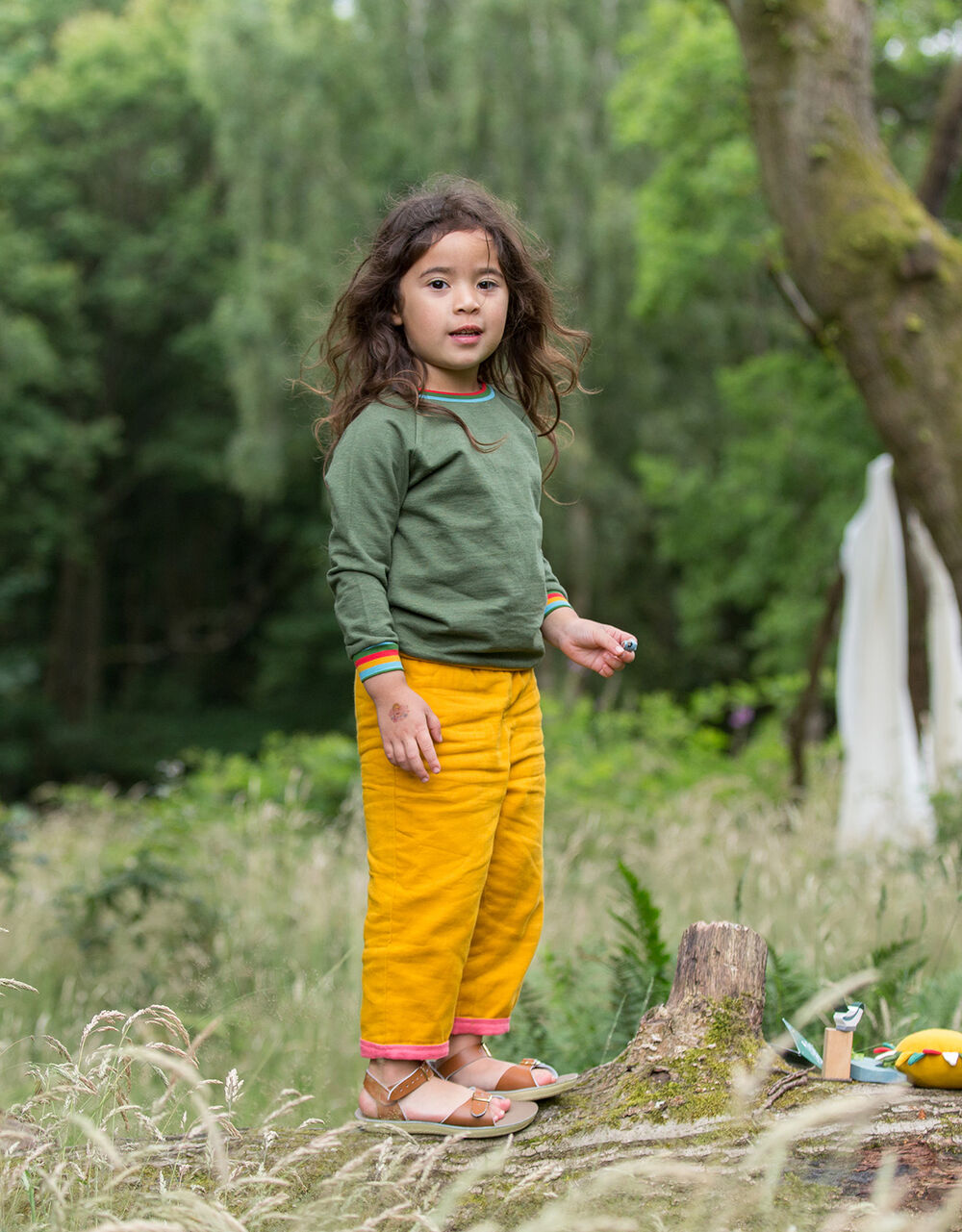 Children Girls 3-12yrs | Little Green Radicals Day After Day Reversible Trousers Yellow - FN60345