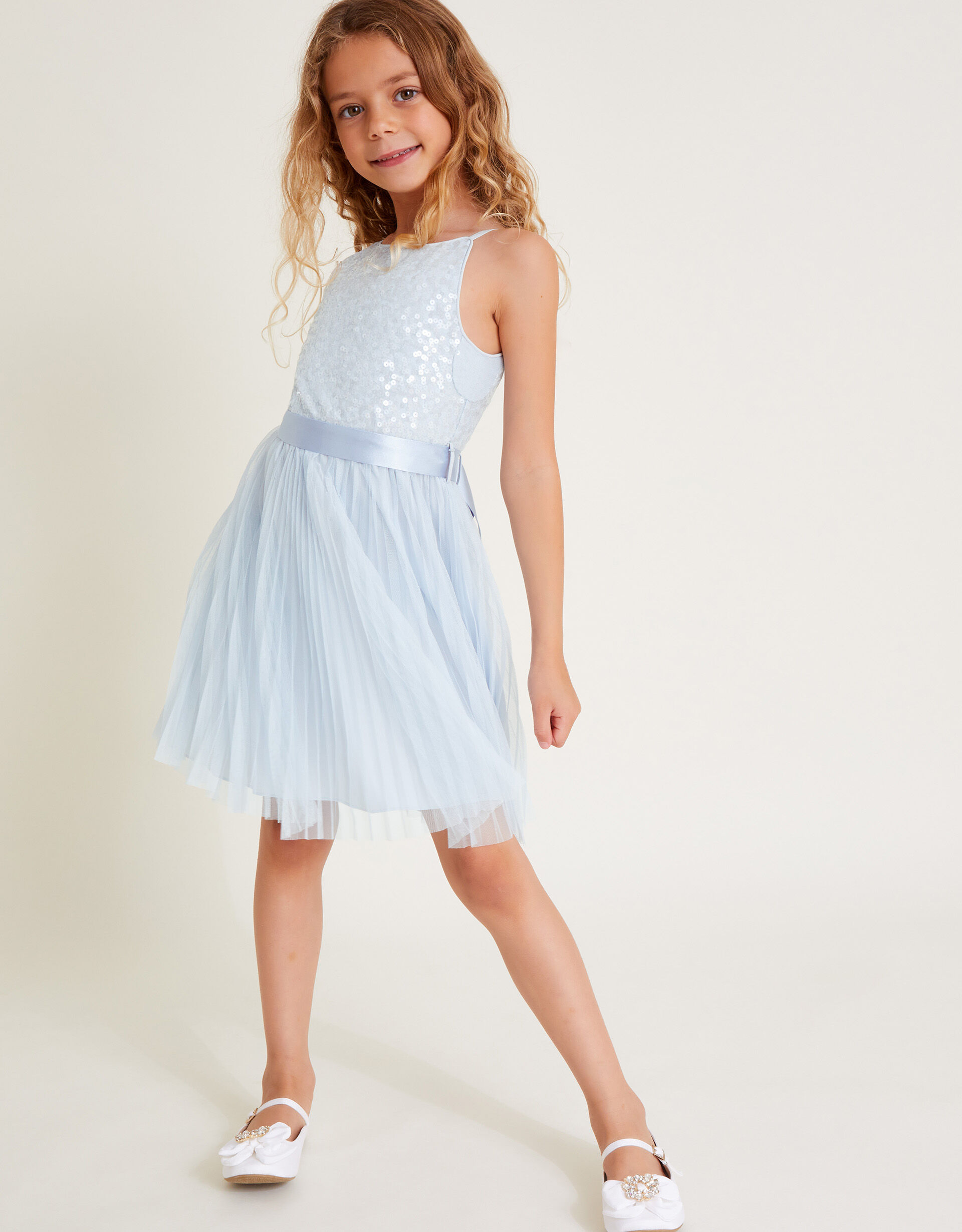 Monsoon blue flower girl dress deals