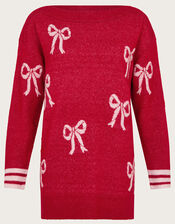 Mia Mini Bow Knit Jumper, Red (RED), large