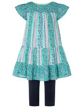 Mischa Leopard Print Tunic and Leggings Set, Green (GREEN), large