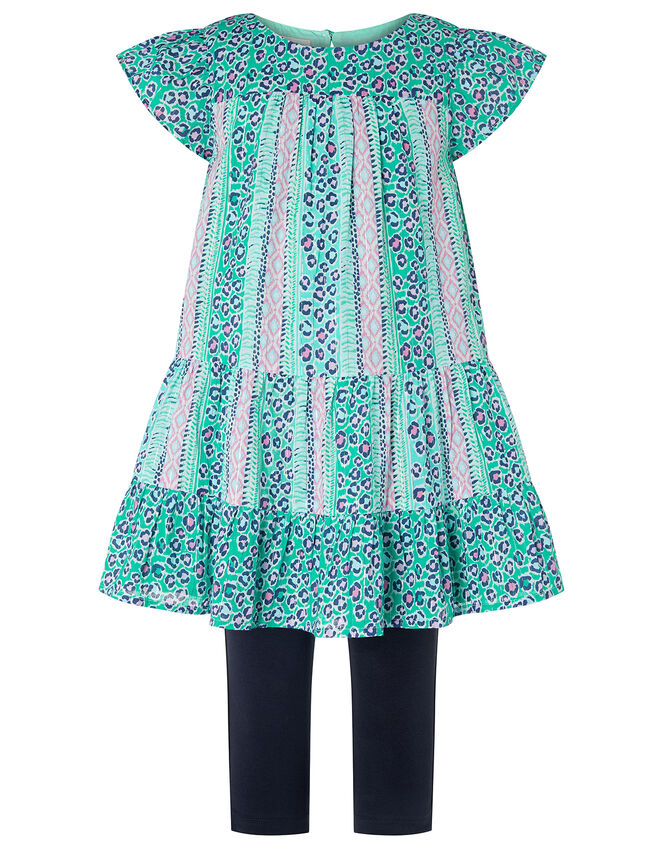 Mischa Leopard Print Tunic and Leggings Set, Green (GREEN), large