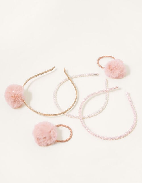 Pearly Pom-Pom Hair Accessory Set, , large
